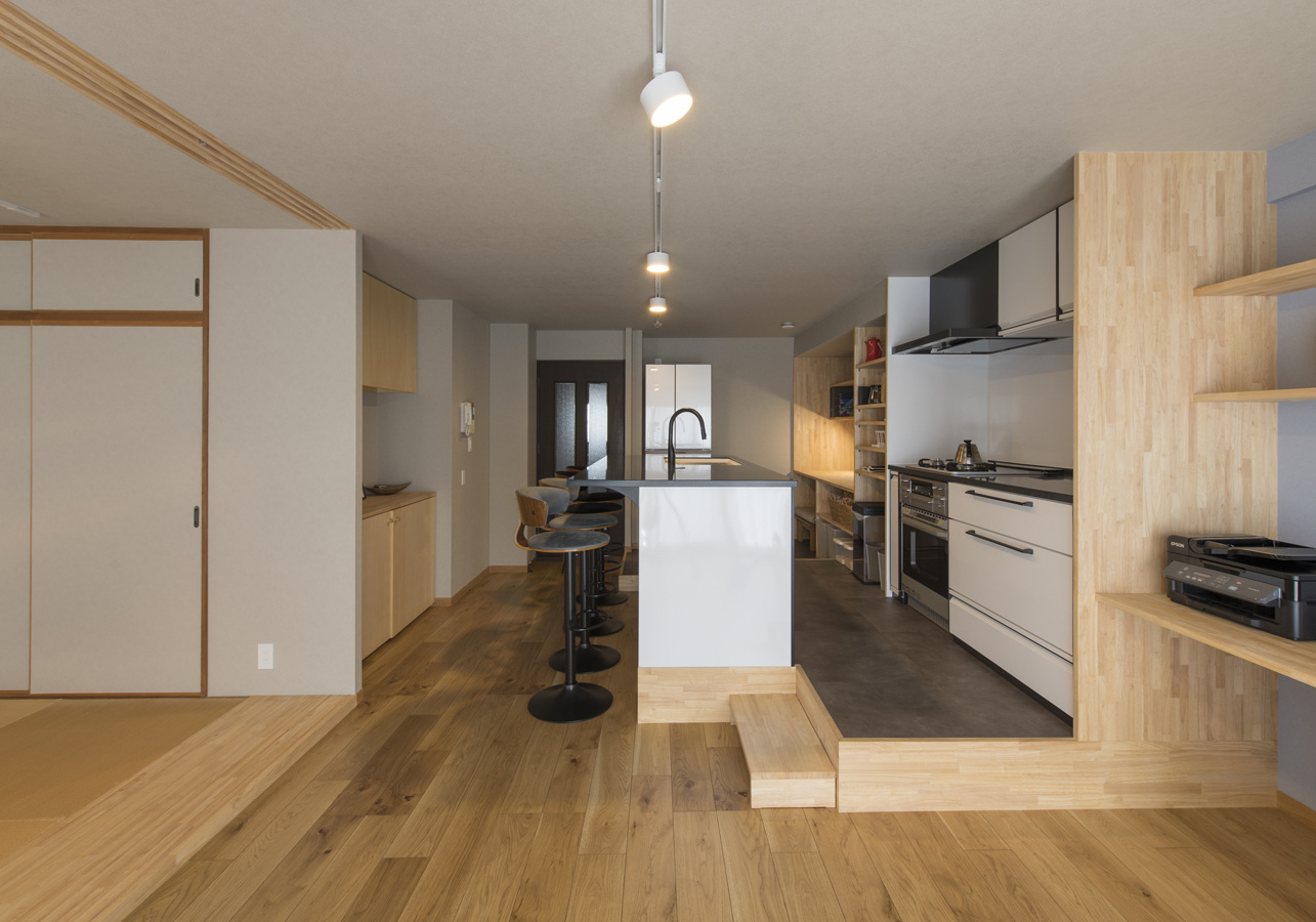 リビングキッチン和室のL