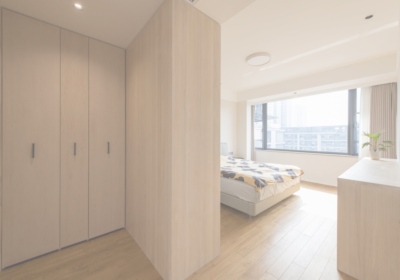 寝室と可動本棚